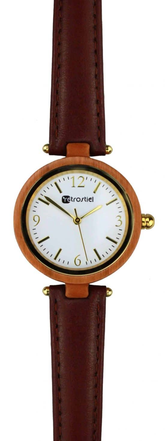 Wooden Watch - Venezia Cherry-Leather